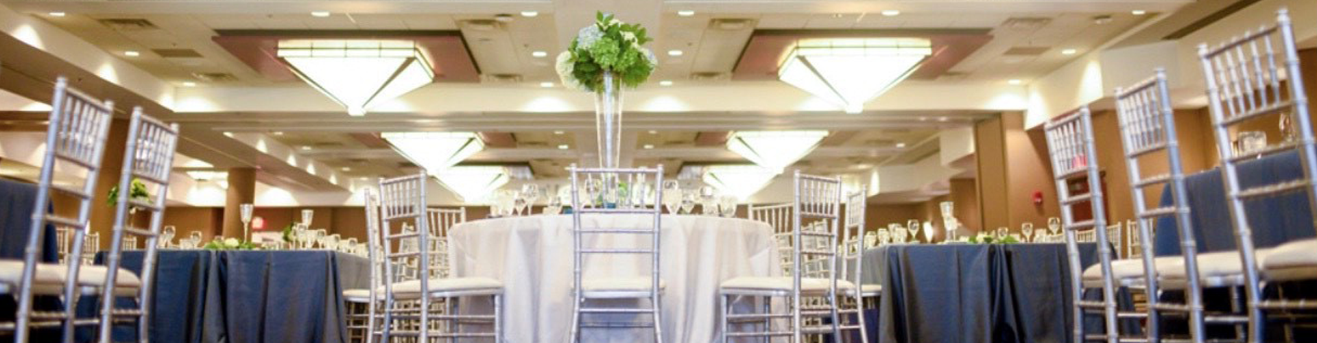 Banquet Room Set up for Blue Wedding Event